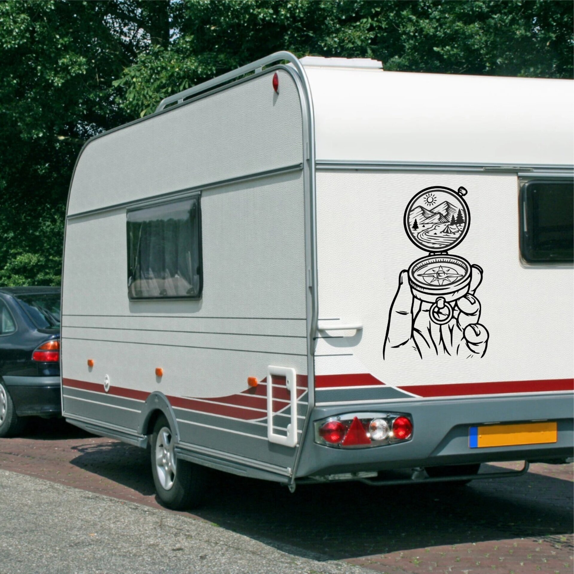 Pegatina caravana- camper - van. Brujula - 1