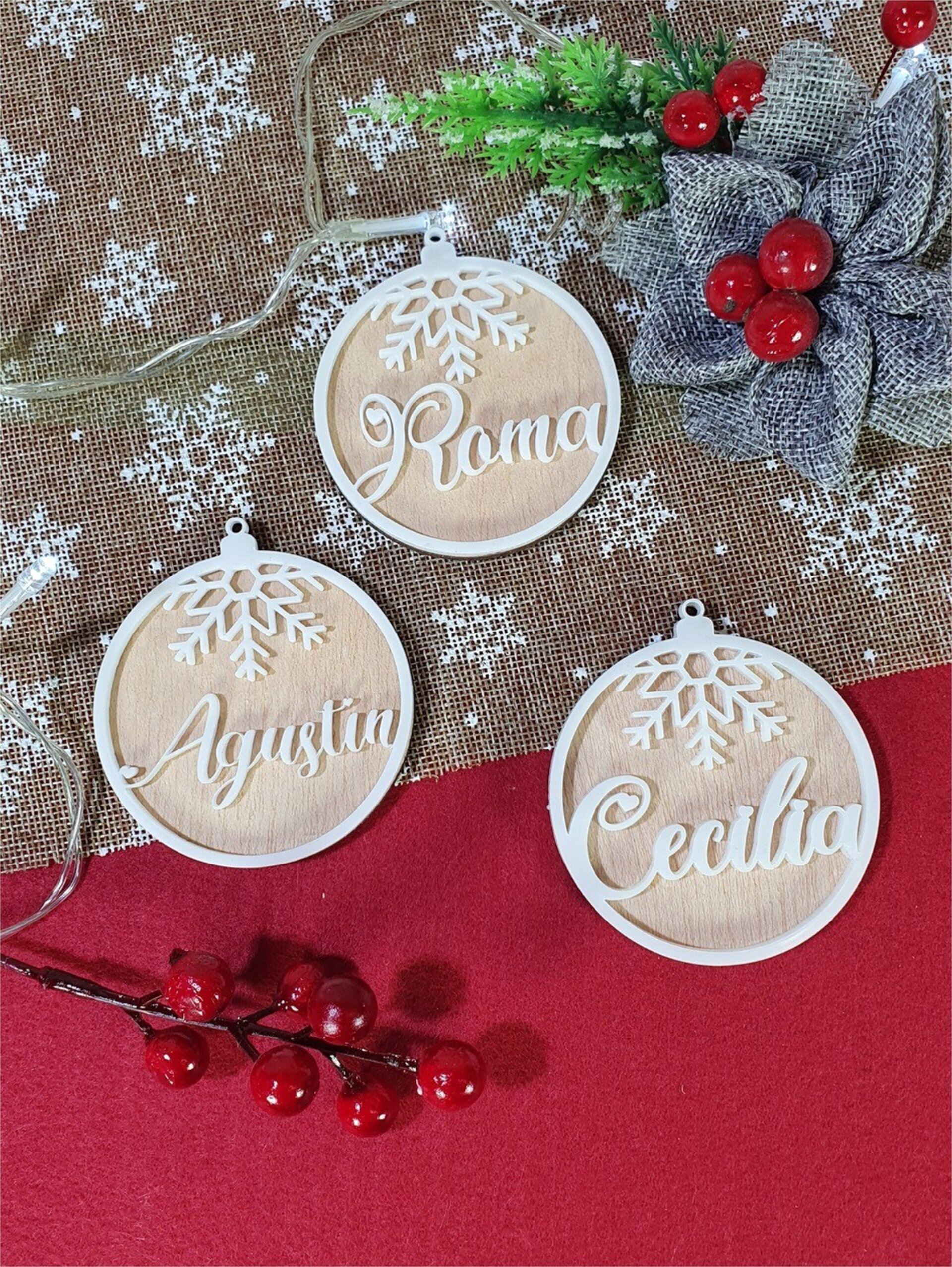 Bola Navidad personalizada.  Metacrilato y madera - 4